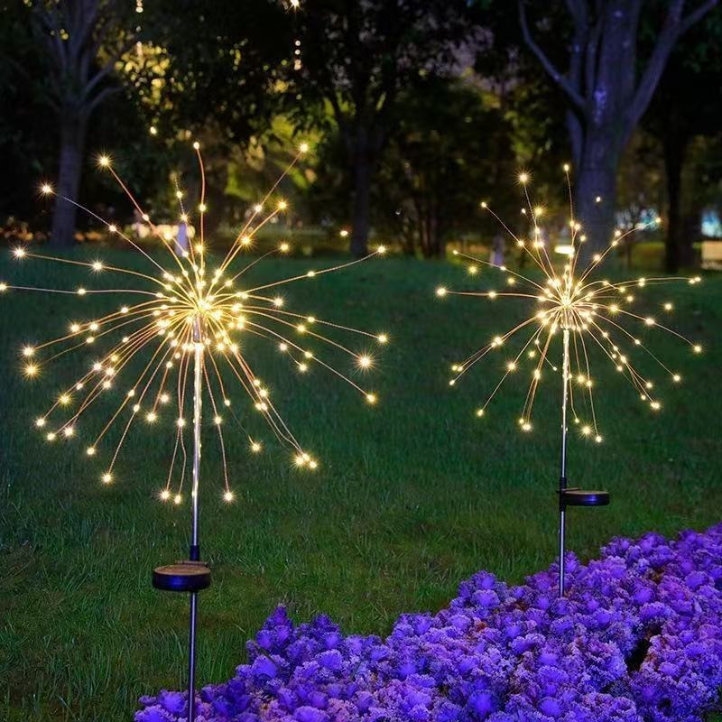 Đèn pháo hoa năng lượng mặt trời Vườn Lawn Đèn trang trí không thấm nước Địa điểm cắm bồ công anh Bầu không khí Đèn sân