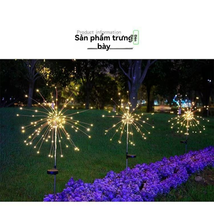 Đèn pháo hoa năng lượng mặt trời Vườn Lawn Đèn trang trí không thấm nước Địa điểm cắm bồ công anh Bầu không khí Đèn sân