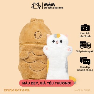 Gối ôm mèo hình bánh cá Nhật & thỏ cà rốt – búp bê năm Thỏ bằng bông lông cừu mềm mại
