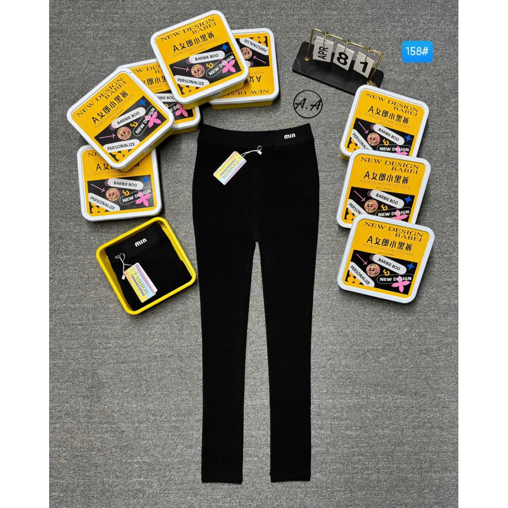 Quần legging lót nỉ vừa 158# cạp chữ Min. ( Ảnh thật shop chụp)