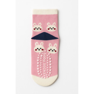 B14(2-9 Thổi) Set 5 Đôi Tất Chống Trơn Cho Bé Gái – Cotton Mềm, Cổ Cao, Co Giãn Tốt – Họa Tiết Thỏ Cherry Tím