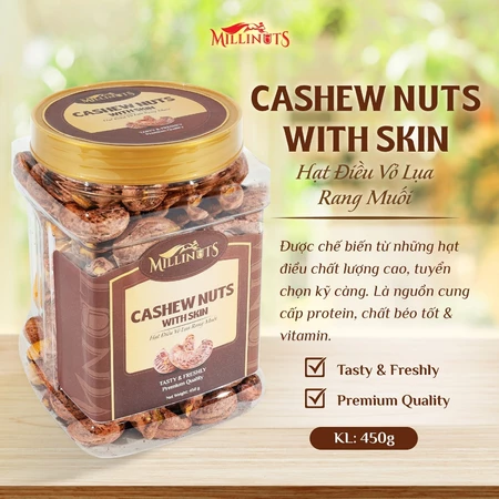 Hạt Điều Vỏ Lụa Rang Muối Millinuts - Sagourmet - Hạt Điều Vỏ Lụa Rang Muối Giòn Bùi Đậm Vị