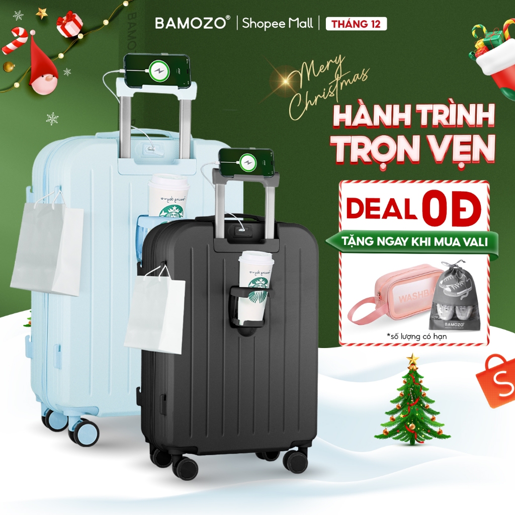 Vali Du Lịch Bamozo Thời Trang Size 20/24 Chất Liệu Nhựa ABS 3 Lớp Bền Đẹp_8812