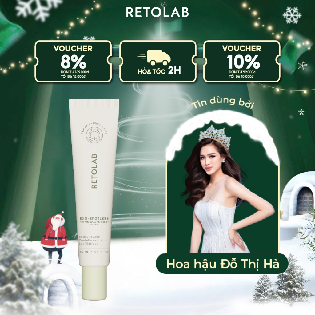Kem Hỗ Trợ Giảm Mụn giúp đều màu da, giảm vết thâm mụn - Retolab Exo-Spotless 15ml