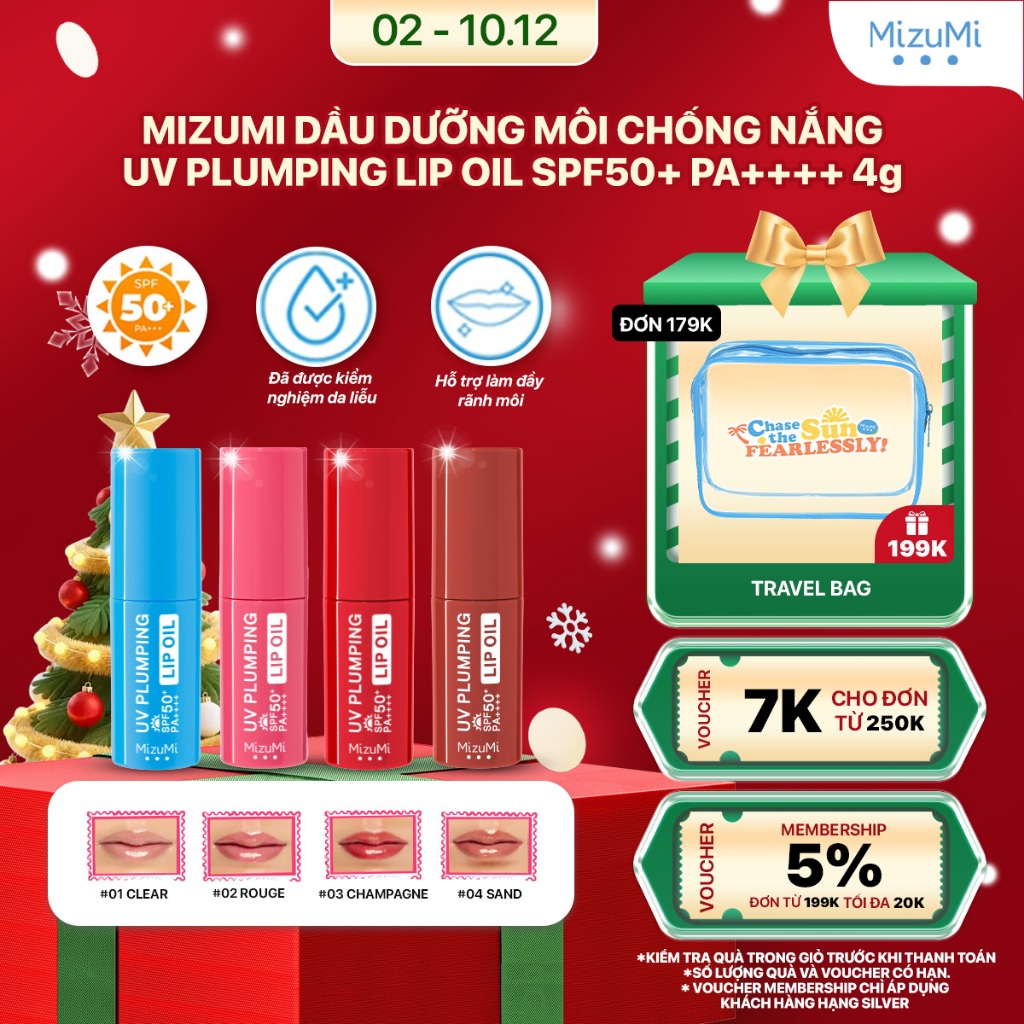 [MUA 1 TẶNG 1] MizuMi Dầu dưỡng môi chống nắng UV Plumping Lip Oil SPF50+ PA++++ 4g