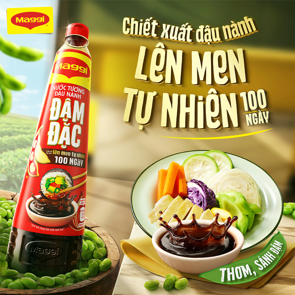 Nước tương Đậu Nành Đậm Đặc MAGGI chai 700ml - Công thức cải tiến. Bừng hương đậu nành. Ngon hơn, sánh đậm hơn