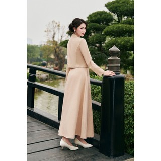 Áo Vest Nữ 2 Lớp Dáng Ngắn, Chân Váy Dài Dáng Xoè LAMER L65B24T021 L62L24T003