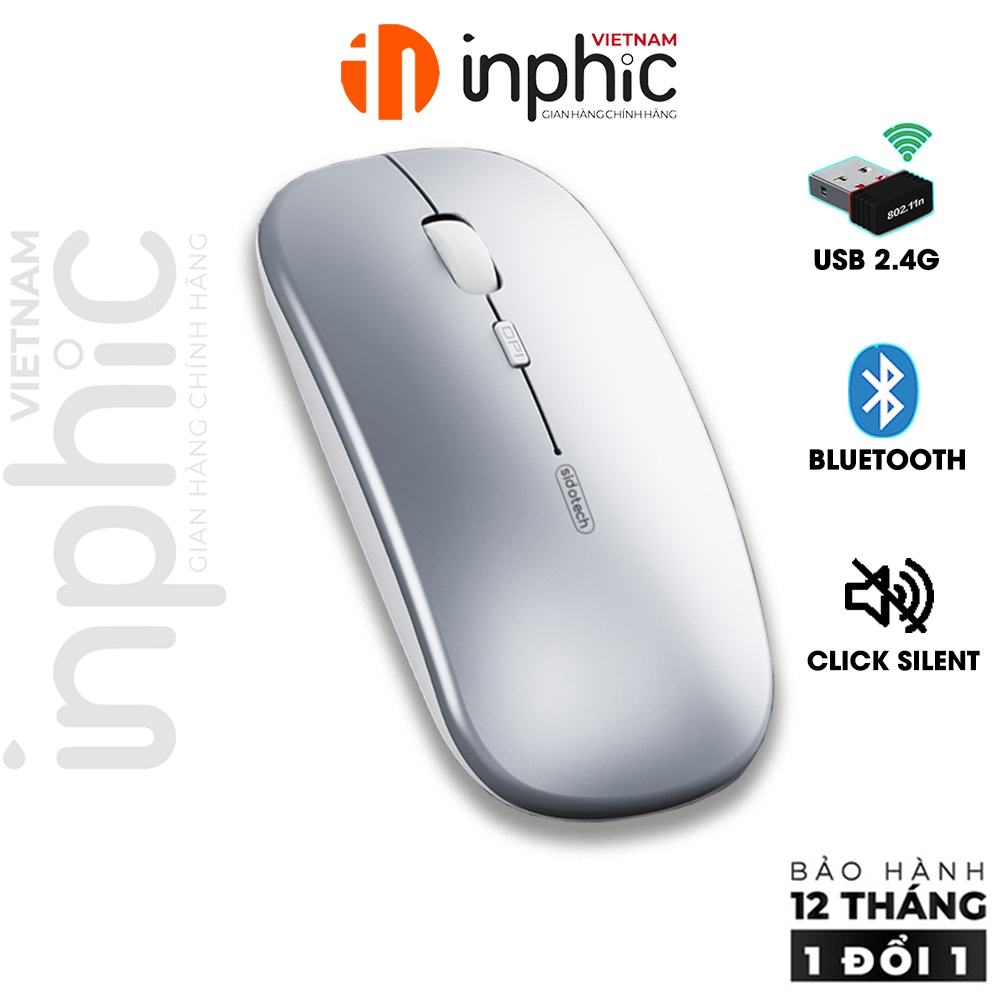 Chuột ko dây Bluetooth INPHIC M1P ko tiếng click sạc 1 lần dùng 8 tuần ...