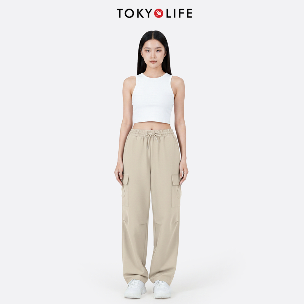 Quần Cargo Nữ Vải Sichun Form Ống Suông Lưng Chun Thời Trang 40002389 - TOKYOLIFE