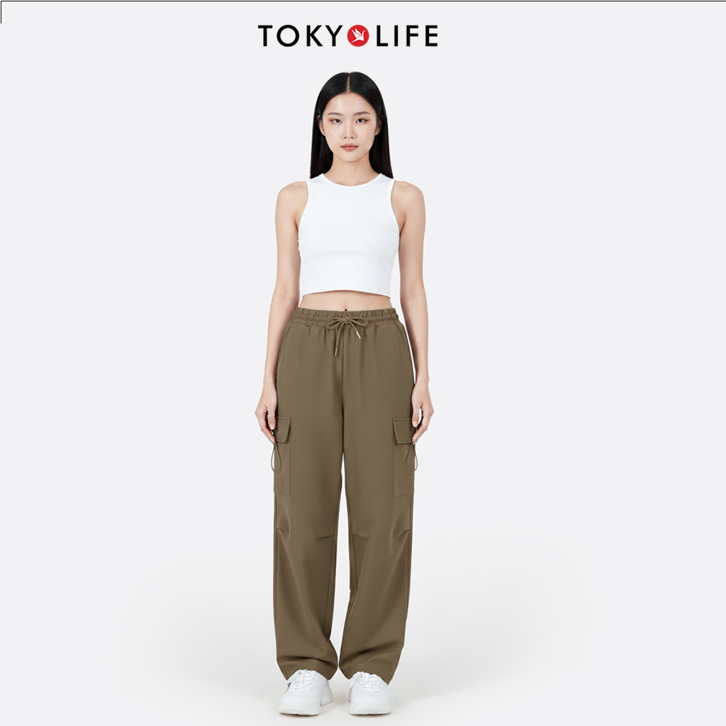 Quần Cargo Nữ Vải Sichun Form Ống Suông Lưng Chun Thời Trang 40002389 - TOKYOLIFE
