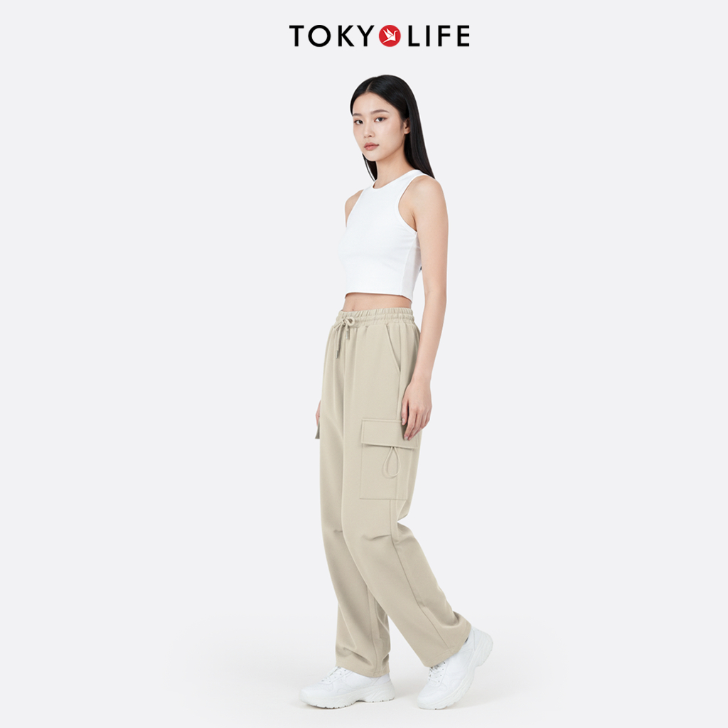 Quần Cargo Nữ Vải Sichun Form Ống Suông Lưng Chun Thời Trang 40002389 - TOKYOLIFE