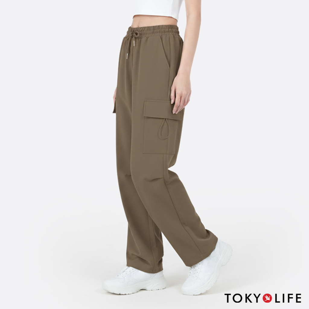 Quần Cargo Nữ Vải Sichun Form Ống Suông Lưng Chun Thời Trang 40002389 - TOKYOLIFE