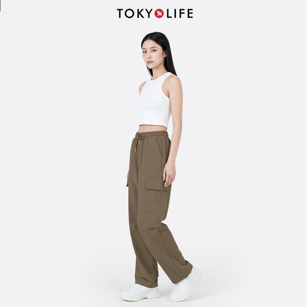 Quần Cargo Nữ Vải Sichun Form Ống Suông Lưng Chun Thời Trang 40002389 - TOKYOLIFE