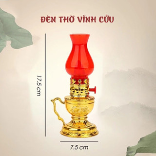 Combo 2 Đèn Thờ Vĩnh Cửu Dùng Pin Không Khói, Đèn Dầu Điện LED Bàn Thờ, Đèn Thờ Cúng Trang Nghiêm Ngày Tết