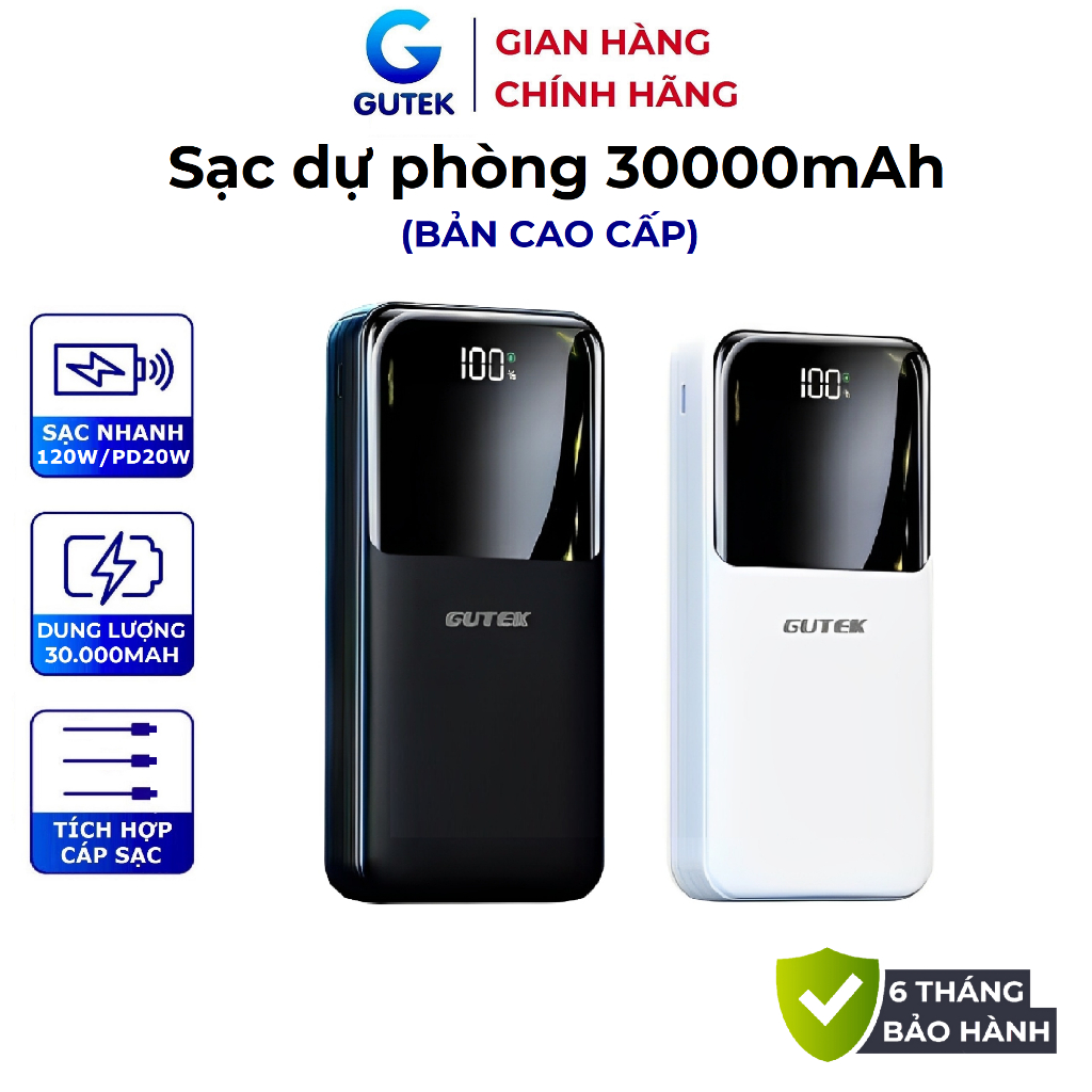 Sạc dự phòng 50000mAh sạc nhanh 22,5w dung lượng pin lớn có dây cắm nhiều điện thoại - Gutek GT230 – ảnh mô tả chi tiết 11