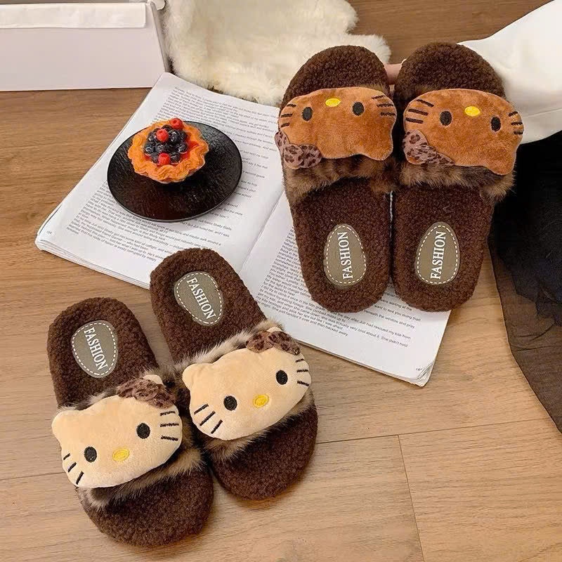 Dép Bông Hellokitty Dễ Thương, Dép Đi Trong Nhà Mềm Ấm Êm Chân Chống Trơn Trượt Cho Nữ