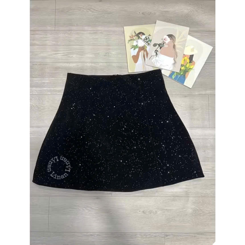 Chân Váy Nhung Nhũ Dáng Ngắn Bling Bling Dáng Chữ A Joolate 12 P13k16