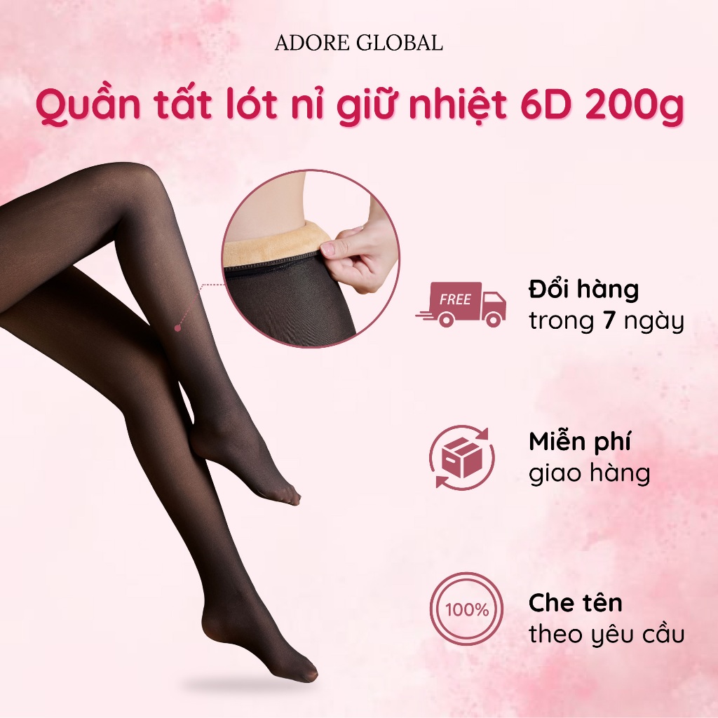Quần Tất ADORE 6D Nữ Màu Đen Lót Nỉ Giữ Nhiệt Che Khuyết Điểm Thon Gọn Chân 200gr T1002