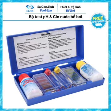 Hộp thử nước bể bơi, bộ dụng cụ test nước hồ bơi, hộp test pH và Clo hồ bơi