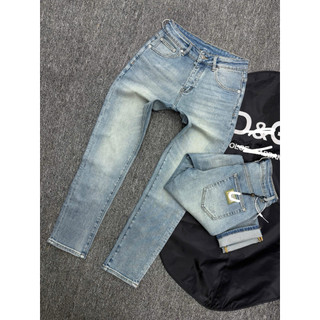 Quần Jean Nam Xanh trơn Nhẹ, Gấp Lai Họa Tiết, Form Ôm Trẻ Trung – Jean Nam Streetwear