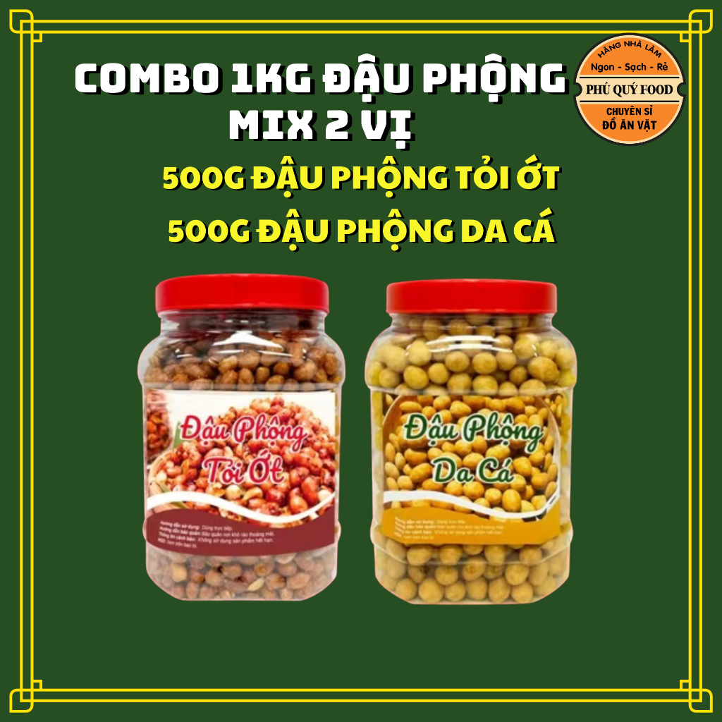 1Kg Đậu Mix 2 vị ( Phộng Da Cá Cốt Dừa/ Da Cá Tỏi Ớt) Thơm Ngon