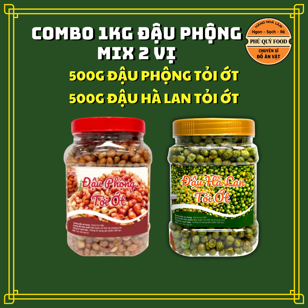 1Kg Đậu Mix 2 vị ( Phộng Da Cá Cốt Dừa/ Da Cá Tỏi Ớt) Thơm Ngon