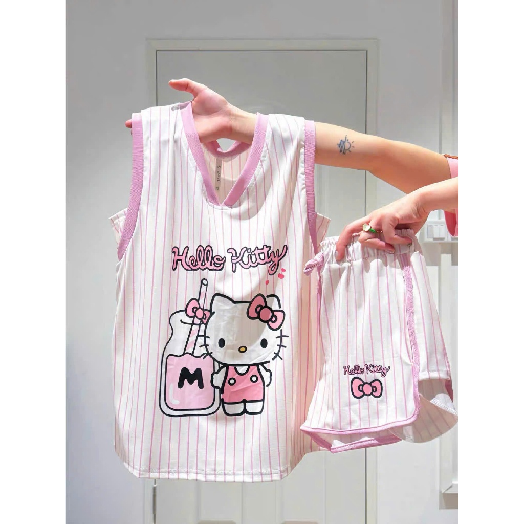 Sét Bộ Quần Áo 3 Lỗ Ngủ In Hình Mèo Dễ Thương Dành Cho Bé Gái Chất Thoáng Mát,Sz9-44kg