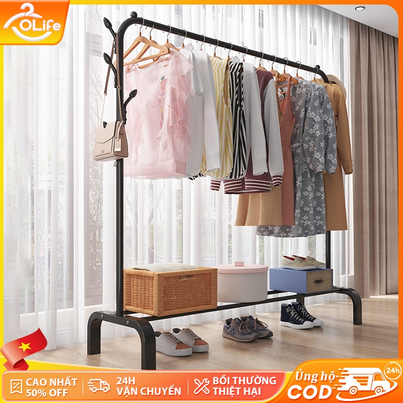 𝐎𝐥𝐢𝐟𝐞 Kệ Treo Quần Áothép Cacbon Sào Phơi Đồ Đen/Trắng Treo Quần Áo Đơn Giản Dễ Lắp Ráp Giá Treo Quần Áo Bền Chặt
