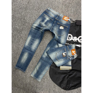 Quần Jean Nam 2 màu Xanh Đậm Rách Nhẹ,xanh trơn Gấp Lai Họa Tiết, Form Ôm Trẻ Trung – Jean Nam Streetwear
