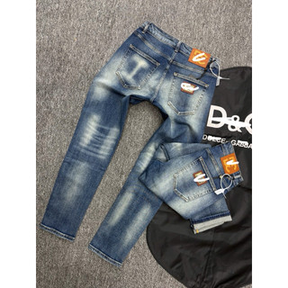 Quần Jean Nam 2 màu Xanh Đậm Rách Nhẹ,xanh trơn Gấp Lai Họa Tiết, Form Ôm Trẻ Trung – Jean Nam Streetwear