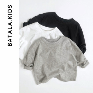 Áo thun dài tay cotton co giãn 4 chiều bé trai bé gái Batala Kids, áo phông TRƠN DÀI TAY thu đông 2024