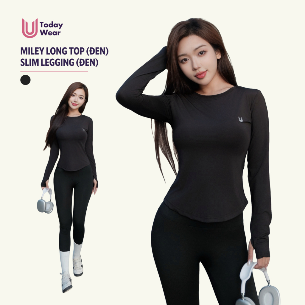 [THU ĐÔNG - DEAL HỜI MỞ BÁN] Set đồ tập áo Miley Long Top mix quần Slim legging đen Today U Wear thoáng khí | BigBuy360 - bigbuy360.vn