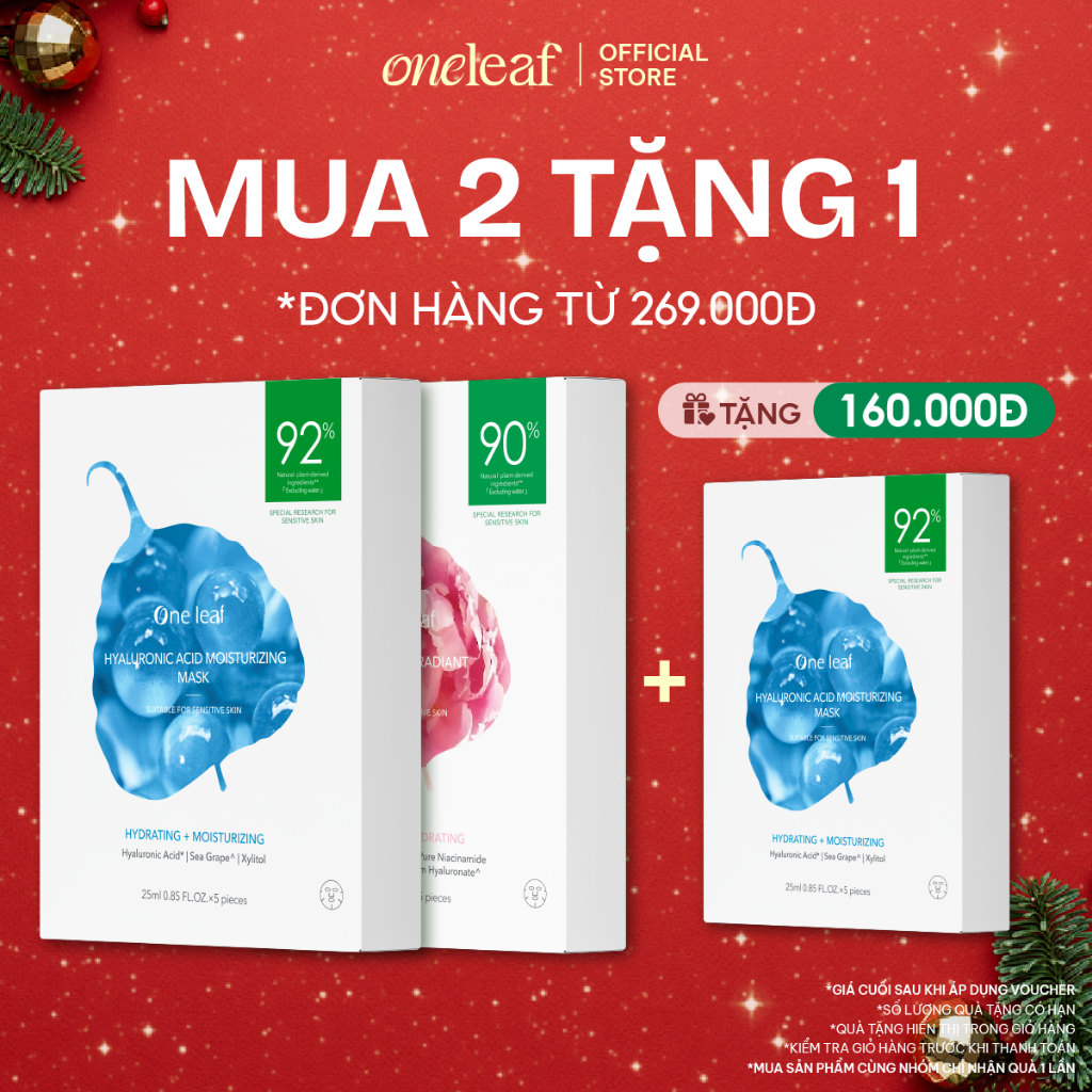 [ONE LEAF x KOL] MUA 2 TẶNG 1 Mặt Nạ One Leaf Dưỡng Ẩm Mặt Nạ Giấy Làm Sáng Phục Hồi Da Mask Dưỡng Ẩm (1 hộp/ 5 miếng)