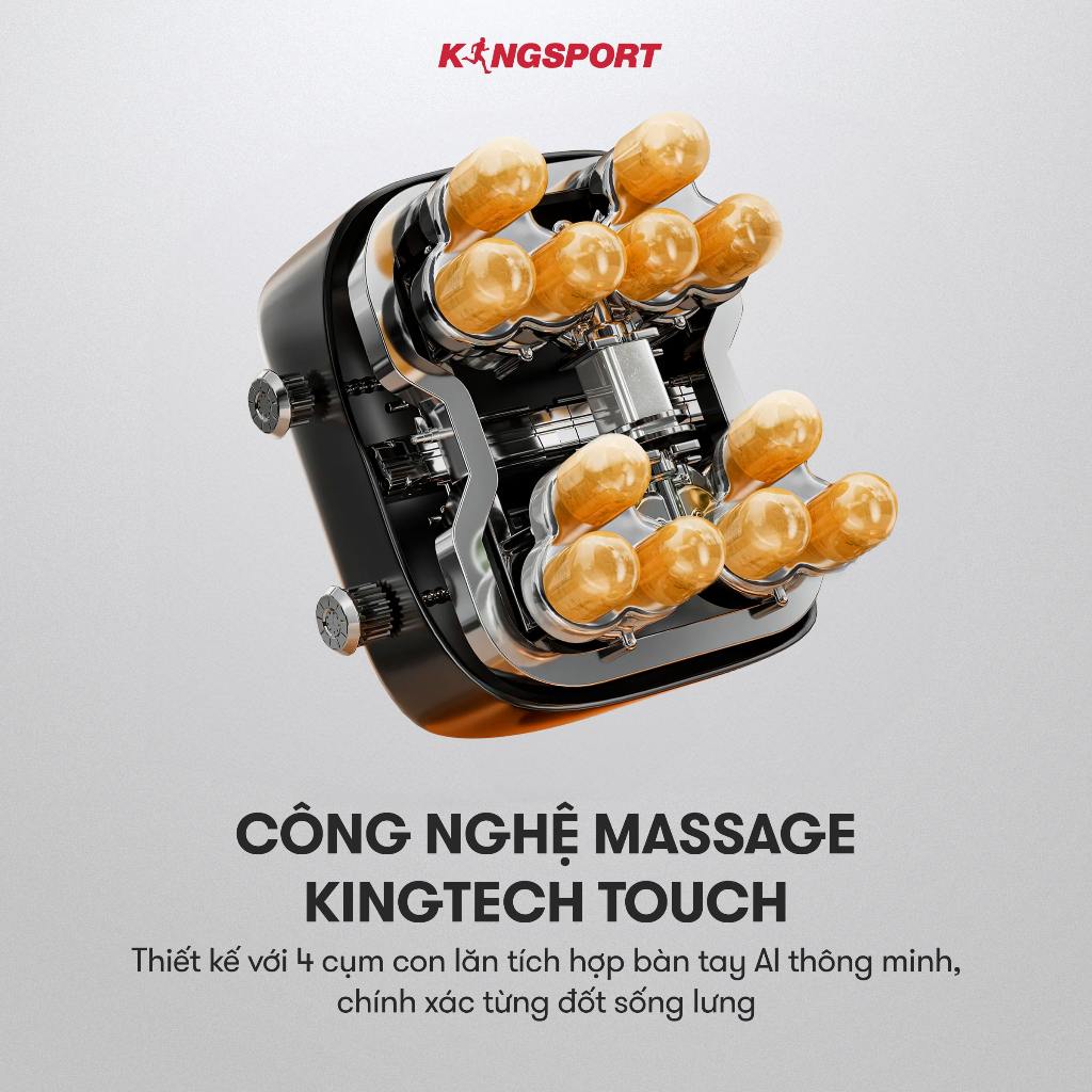 [KOL] Ghế massage KINGSPORT Standard G4 con lăn di chuyển cổ vai, túi khí massage tay dài