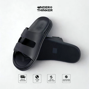 Dép Nam Nữ POW Quai Ngang Da Microfiber Cao Cấp Đế Bằng Chống Trơn Trượt | UNDER THINKER