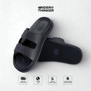 Dép Nam Nữ POW Quai Ngang Da Microfiber Cao Cấp Đế Bằng Chống Trơn Trượt | UNDER THINKER