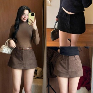 Chân váy da lộn có lót quần form basic đơn giản thời trang dành cho nữ