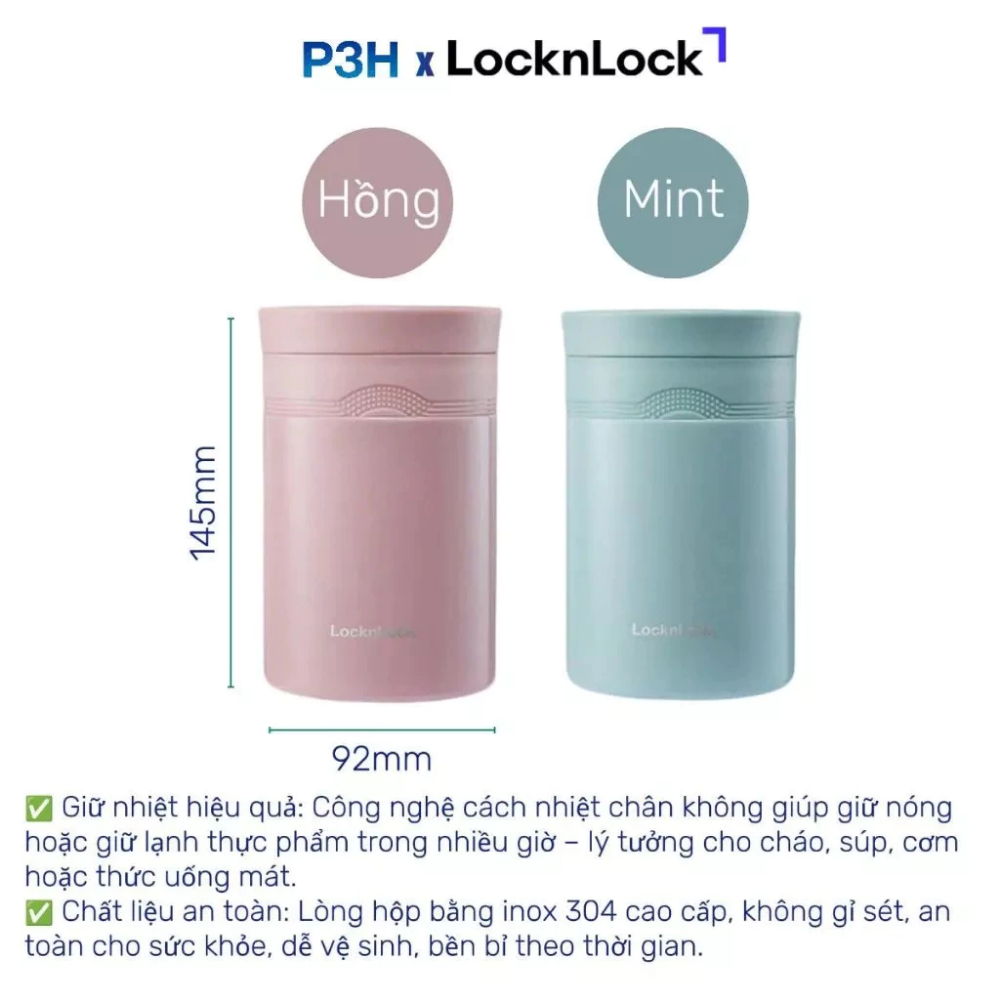 Hộp Giữ Nhiệt Ủ Cháo Lock&Lock LHC8024 Dung Tích 500ml, Chất Liệu An Toàn, Nhỏ Gọn, Tiện Lợi