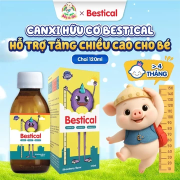Siro canxi sinh học Bestical bổ sung canxi kết hợp D3K2, hỗ trợ tăng chiều cao cho bé (Chai 120ml)
