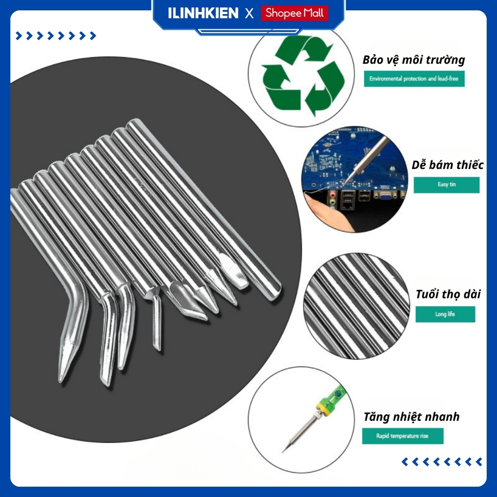 Mũi hàn 60W 220V bằng thép lõi đồng chống oxi hóa loại tốt chính hãng ILinhkien.