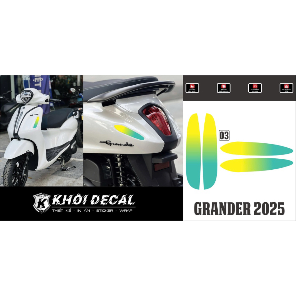 Decal dán đèn xi nhan trước sau grande 2025-2026