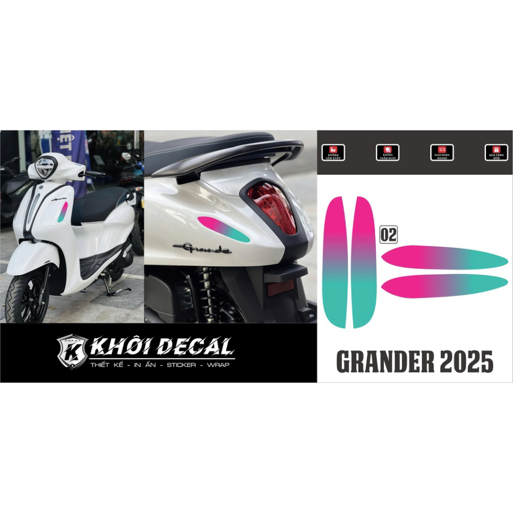 Decal dán đèn xi nhan trước sau grande 2025-2026