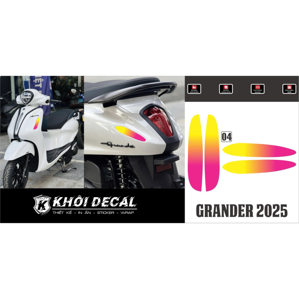 Decal dán đèn xi nhan trước sau grande 2025-2026