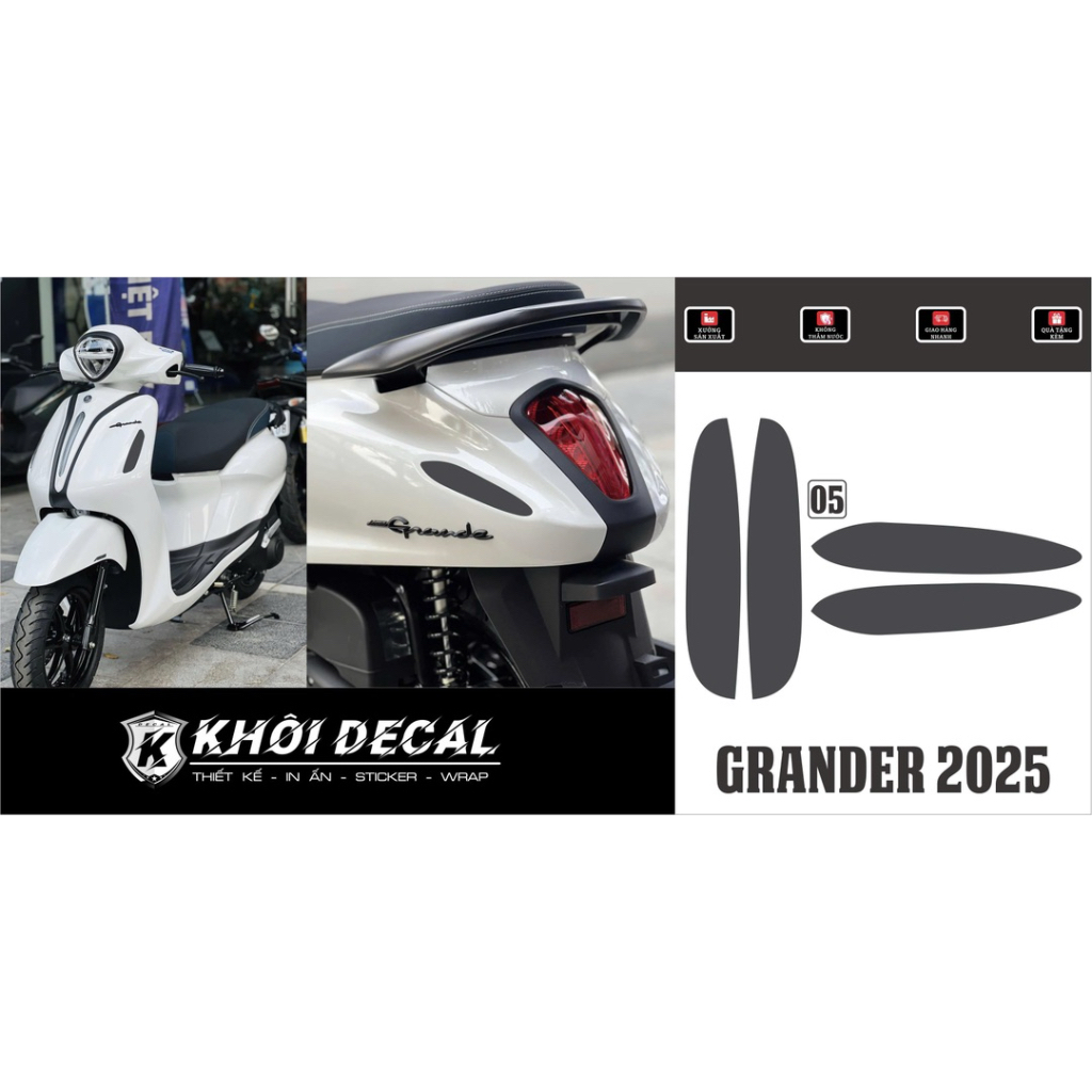 Decal dán đèn xi nhan trước sau grande 2025-2026