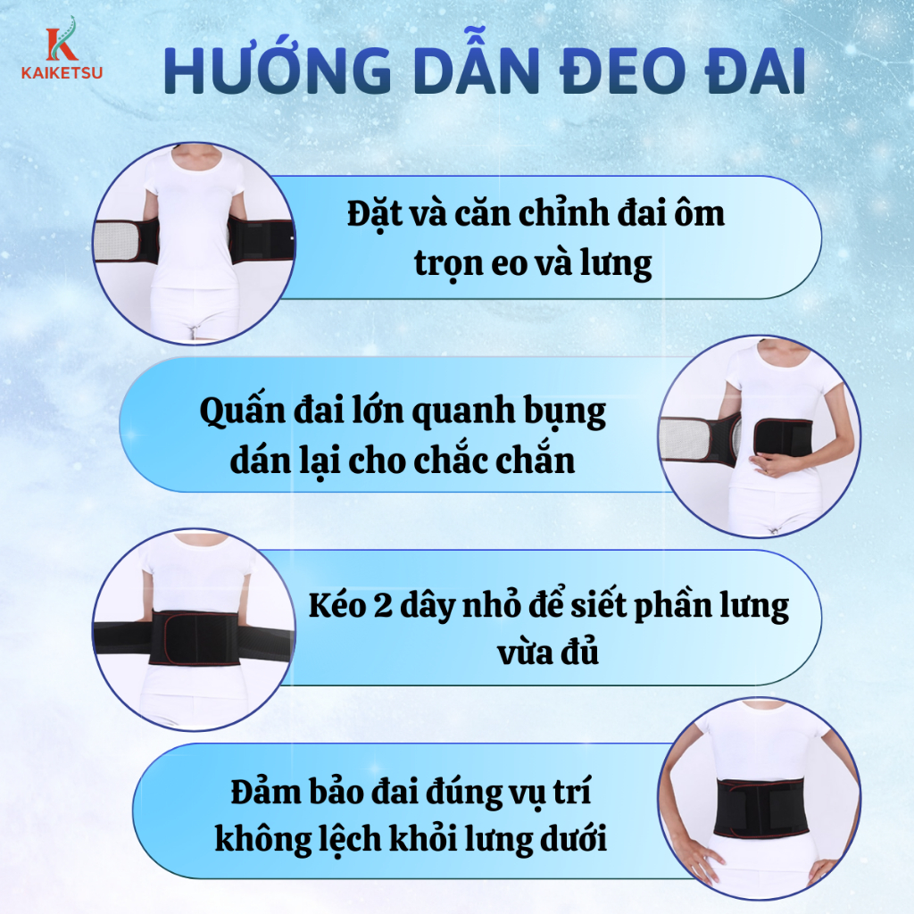 Đai lưng Kaiketsu trị liệu đá nóng hỗ trợ cột sống giảm đau mỏi và hỗ trợ thoát vị đĩa đệm hiệu quả
