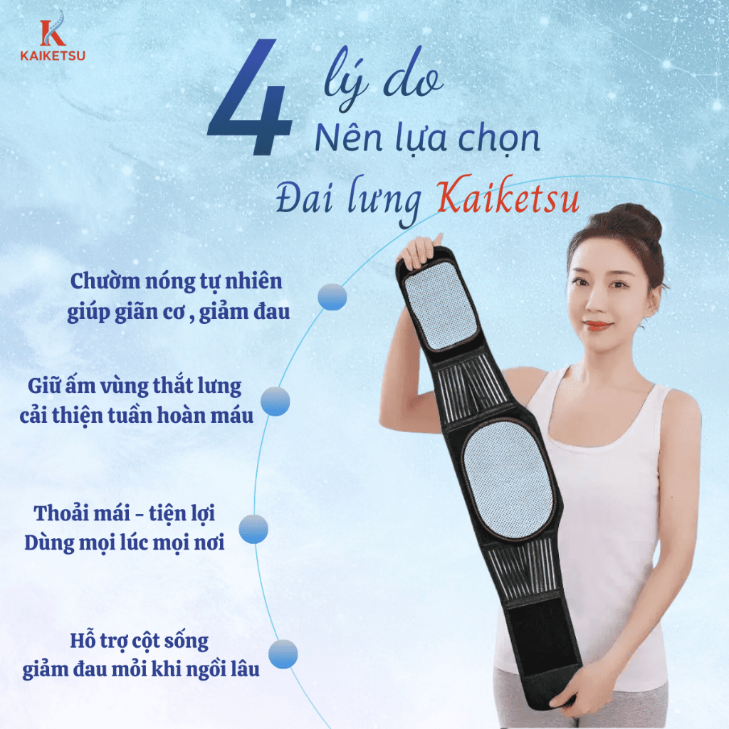 Đai lưng Kaiketsu trị liệu đá nóng hỗ trợ cột sống giảm đau mỏi và hỗ trợ thoát vị đĩa đệm hiệu quả - Bản POR