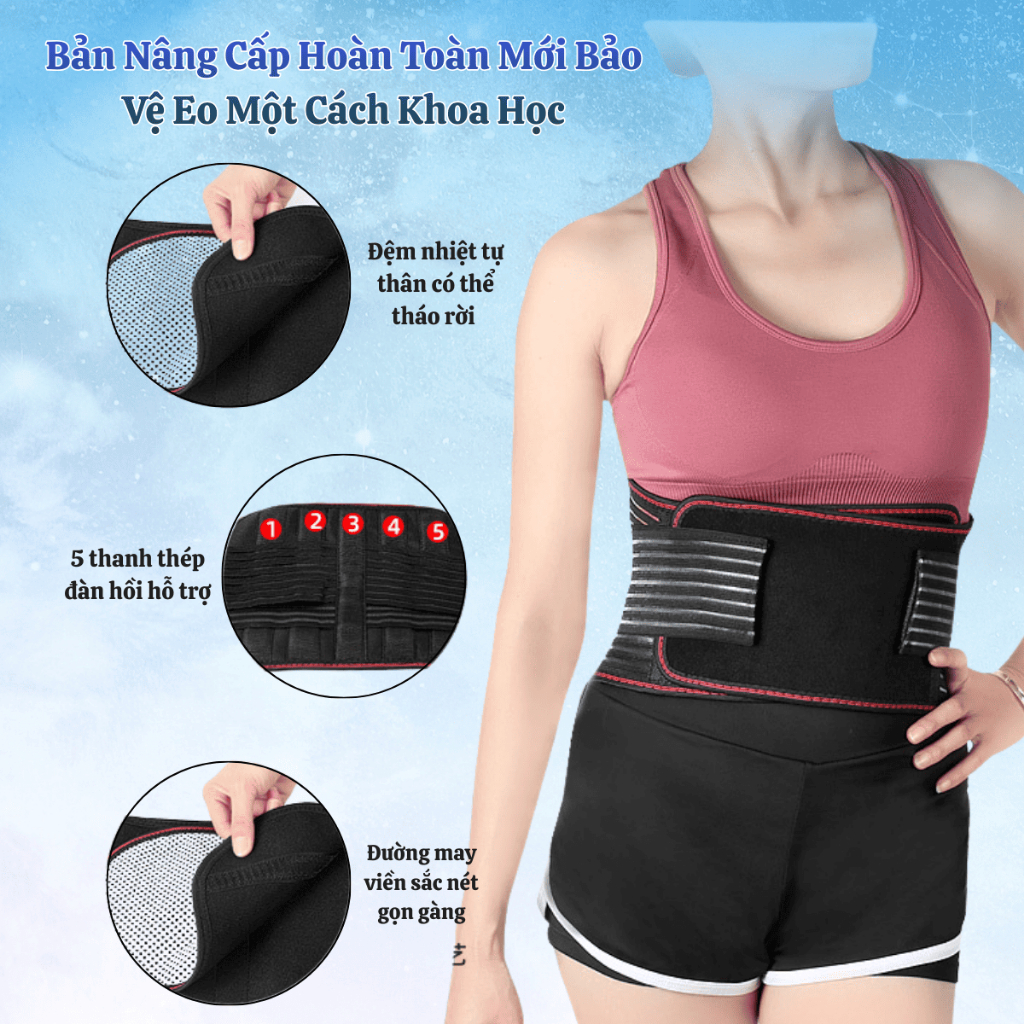Đai lưng Kaiketsu trị liệu đá nóng hỗ trợ cột sống giảm đau mỏi và hỗ trợ thoát vị đĩa đệm hiệu quả - Bản POR