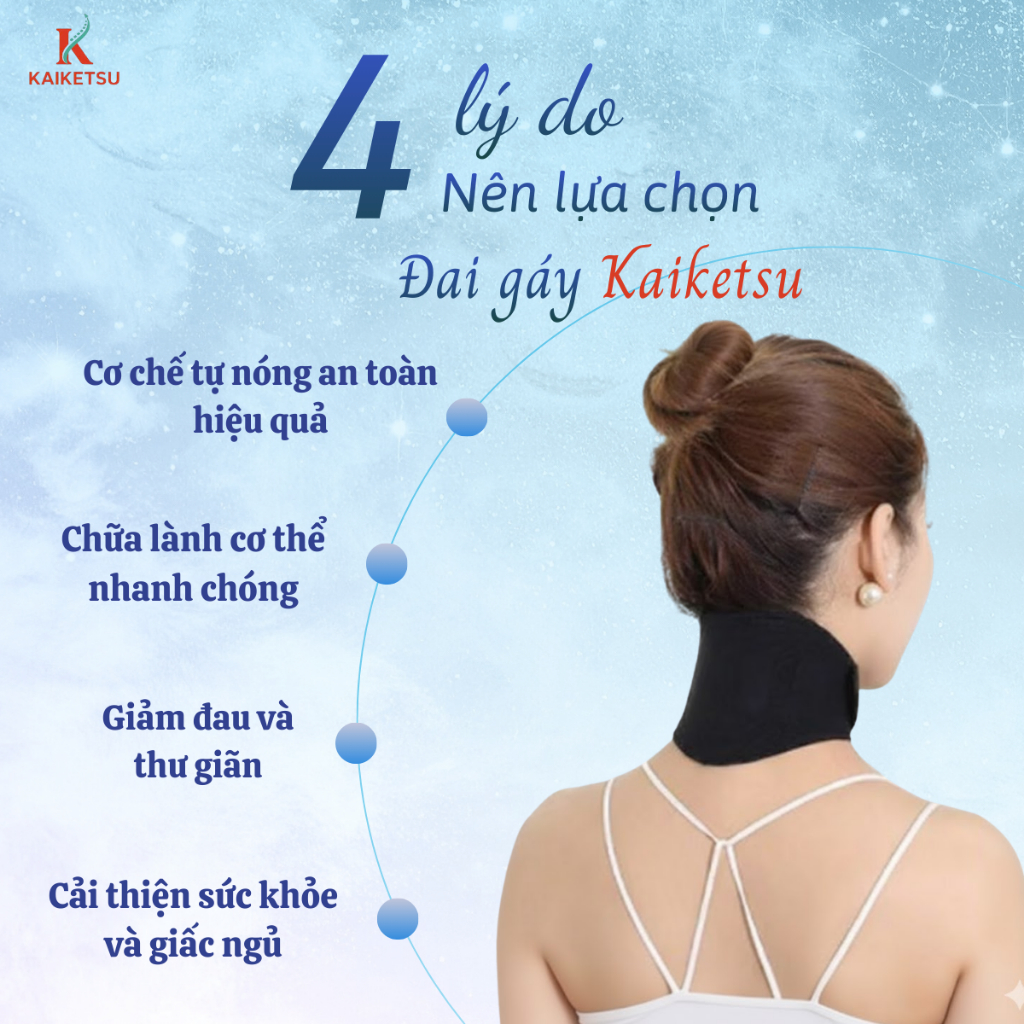 Đai đeo cổ KAIKETSU làm nóng từ tính hỗ trợ làm ấm cổ giảm đau nhức bảo vệ sức khỏe và thư giãn cơ thể mọi người