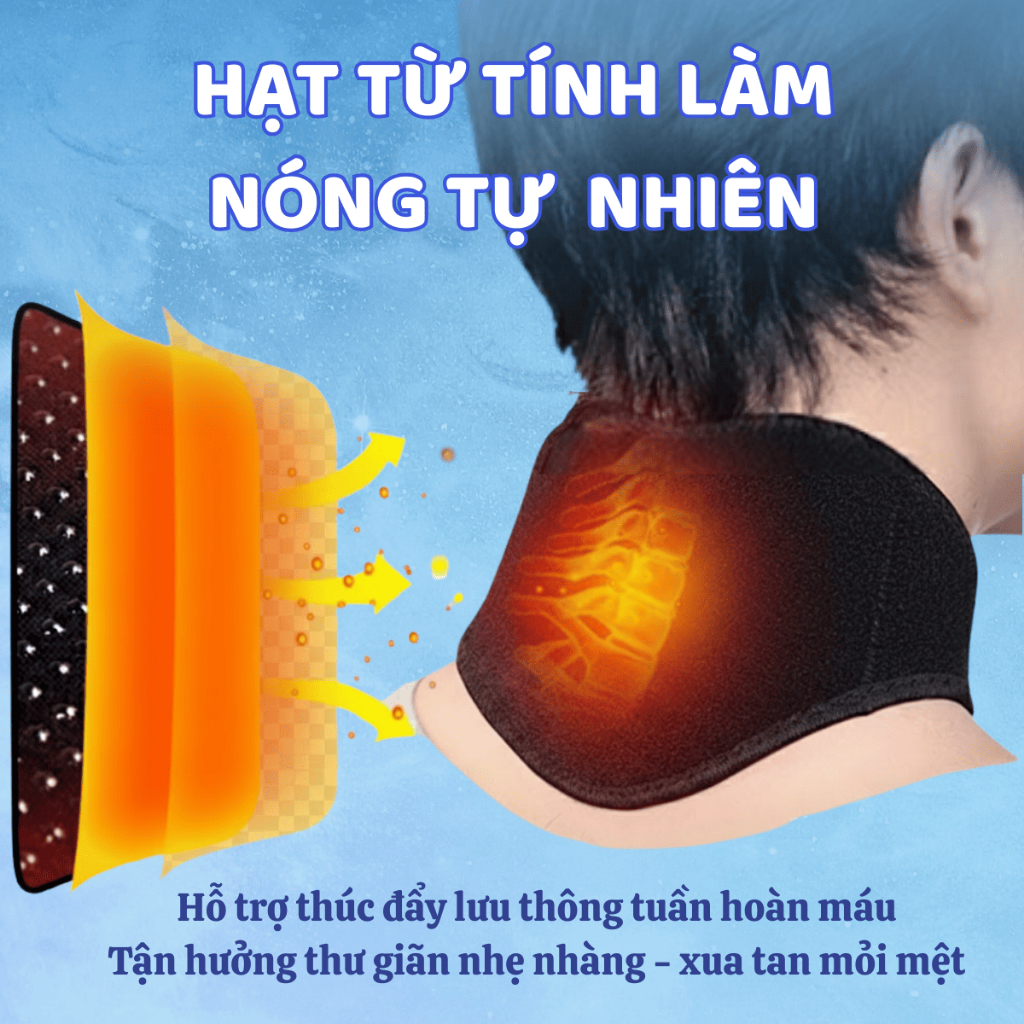 Đai đeo cổ KAIKETSU làm nóng từ tính hỗ trợ làm ấm cổ giảm đau nhức bảo vệ sức khỏe và thư giãn cơ thể mọi người