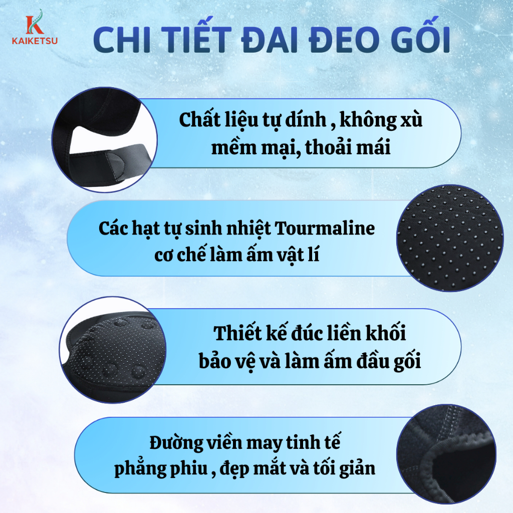 Đai gối KAIKETSU hỗ trợ giảm đau bảo vệ khớp gối đai đầu gối cho người đau khớp gối hiệu quả